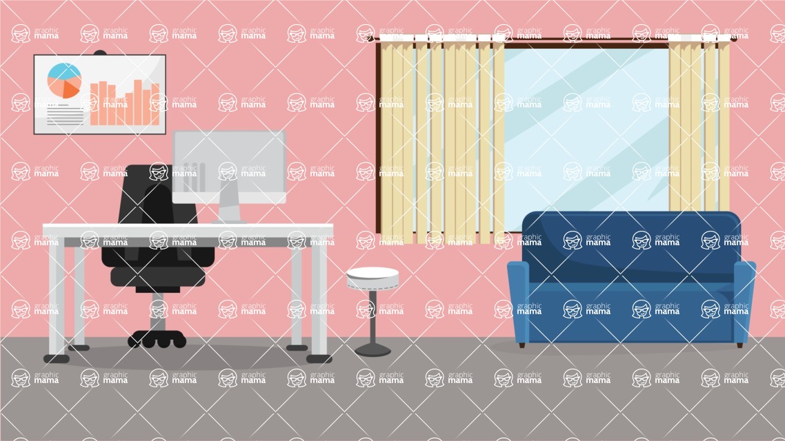 Room Backgrounds Vector Collection - Workspace Interior Vector Background